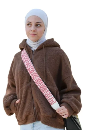 Red - White Palestine Cities Handbag Embroidered Strap