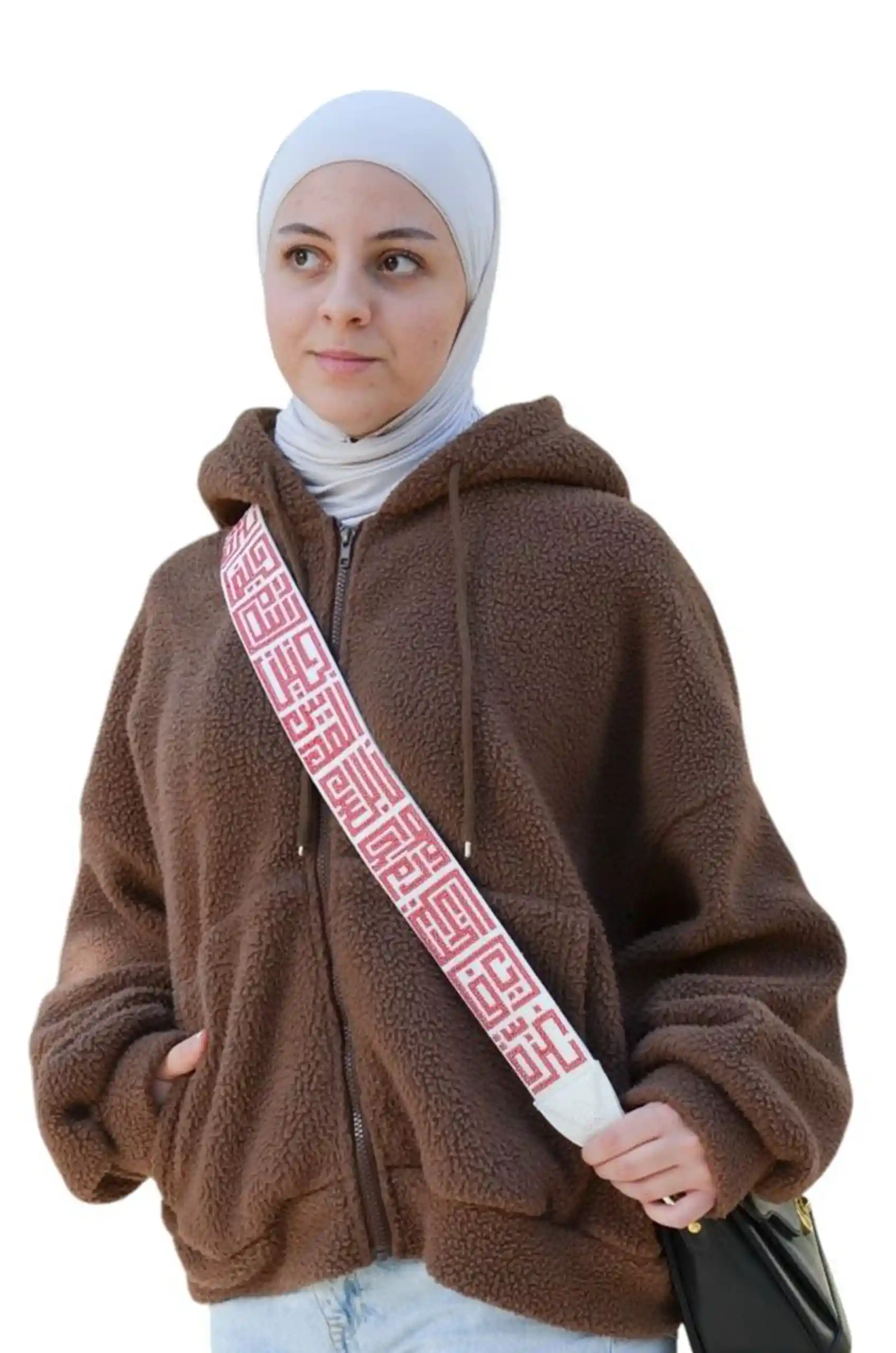 Red - White Palestine Cities Handbag Embroidered Strap