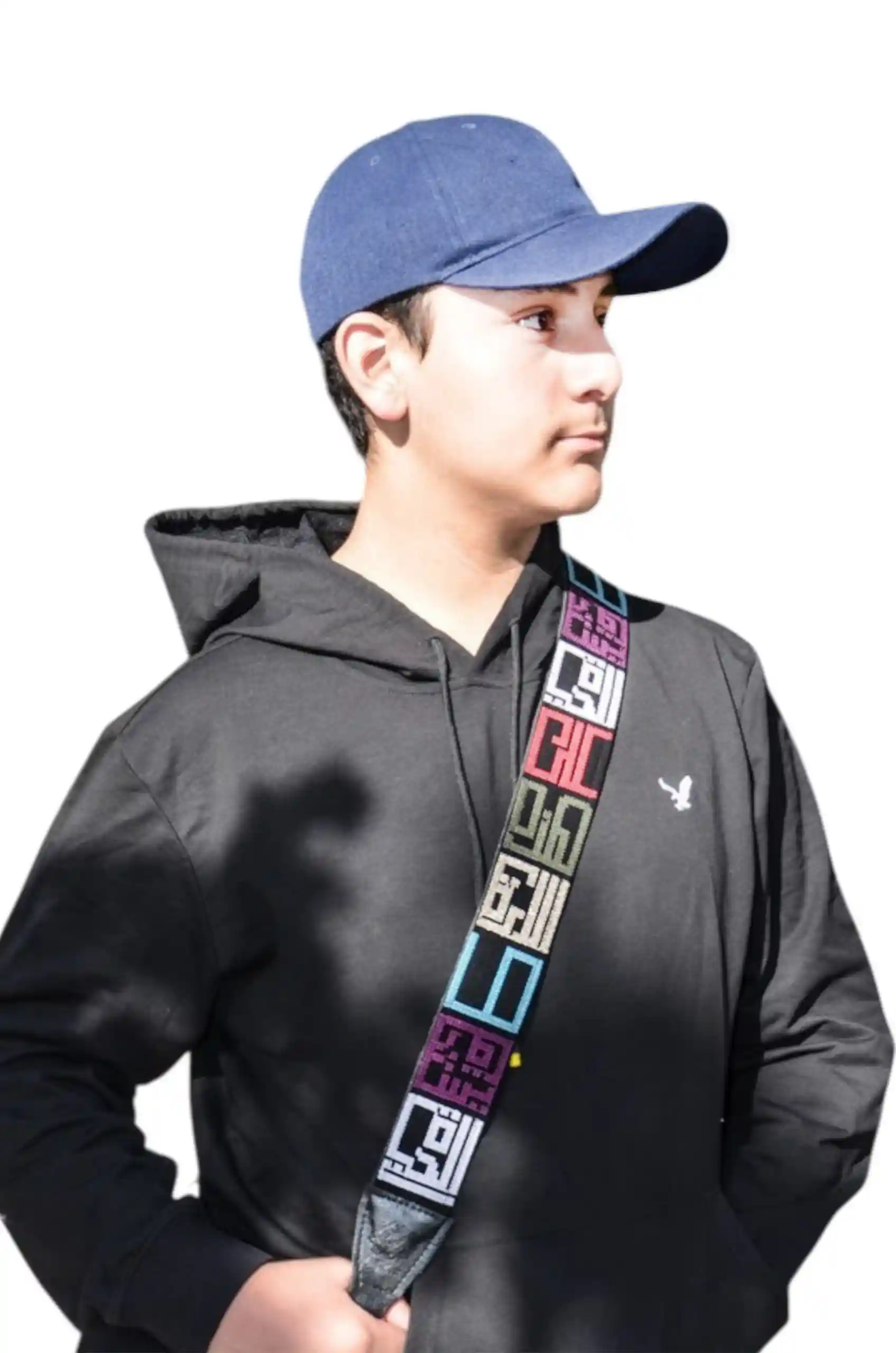 Multicolor - Black On This Land Handbag Embroidered Strap – A stylish handbag embroidered strap, crafted with authentic patterns. Standard length (110 cm to 115 cm), lined with premium leather, and finished with high-quality accessories. Durable enough to hold up to 20 kg. Colors used: Black, Multi-color.