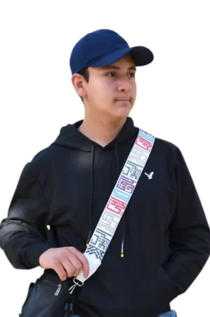 Multicolor - White Olive Handbag Embroidered Strap – A stylish handbag embroidered strap, crafted with authentic patterns. Standard length (110 cm to 115 cm), lined with premium leather, and finished with high-quality accessories. Durable enough to hold up to 20 kg. Colors used: White, Multi-color.