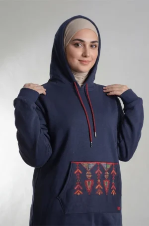 Light Grey Hoodie Set with Embroidery by Falahi House