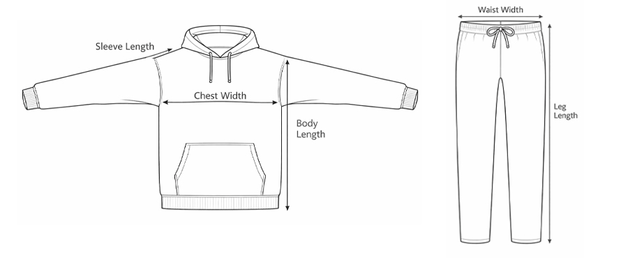 Hoodie Set - Size Chart