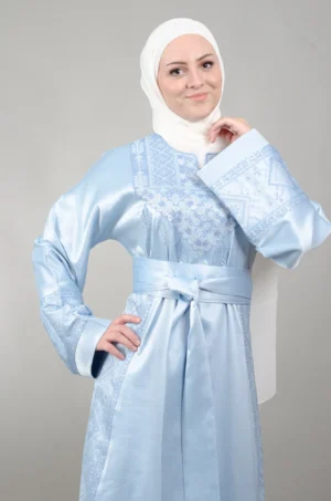 Blue Henna Thobe with Heritage Embroidery