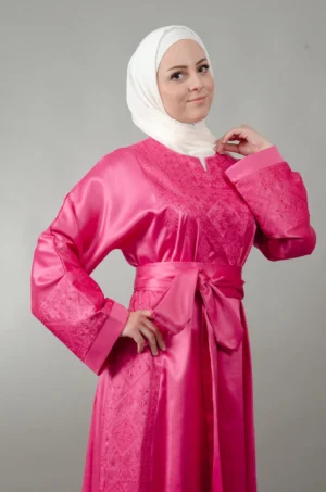 Fuchsia Henna Thobe with Heritage Embroidery